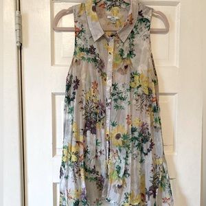 Anthropologie POL Sleeveless Floral Blouse